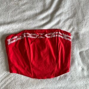 Vibrant Red Lace Corset Top